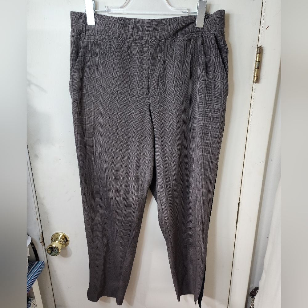Athleta Trouser Pants Women 12 Brooklyn Ankle Pant Brown Plaid Business Casual